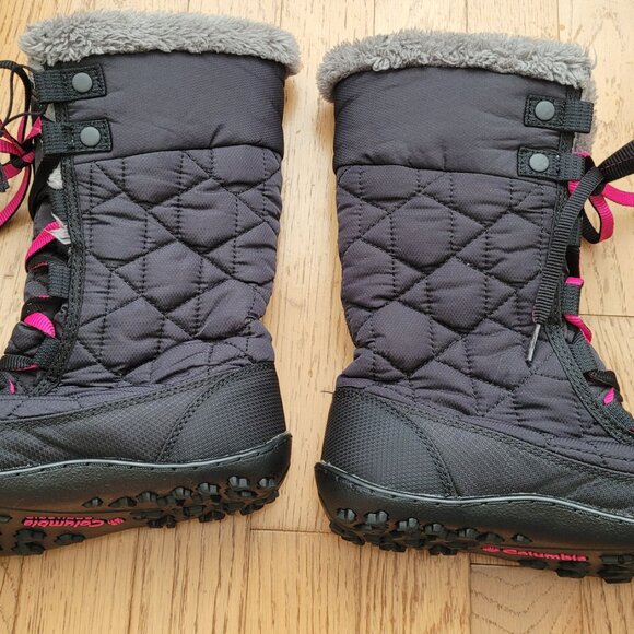 Columbia Winter Snow Boots Waterproof Minx Size 4 Black Mid - Picture 2 of 6